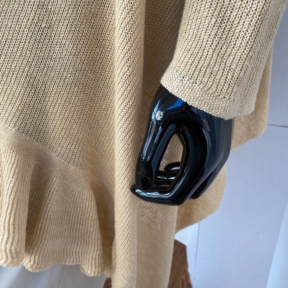 Lauren Ralph Lauren Buttery Tan Beige Ruffled Hi Lo Knit Cardigan One Size - Picture 8 of 12